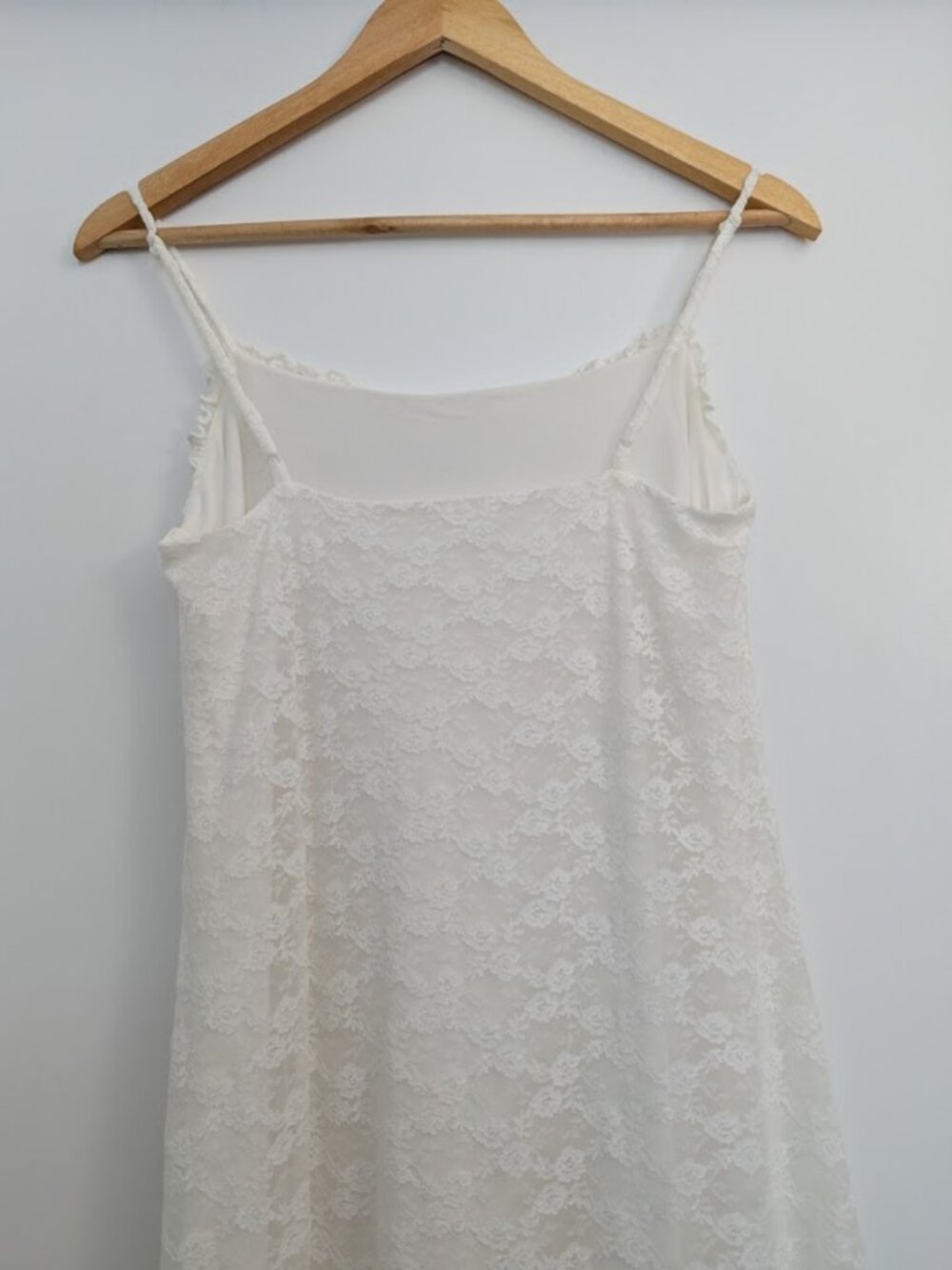 Ivory White Stretch Lace Midi Dress Adjustable Straps Romantic Lined Dress - Picture 12 of 16